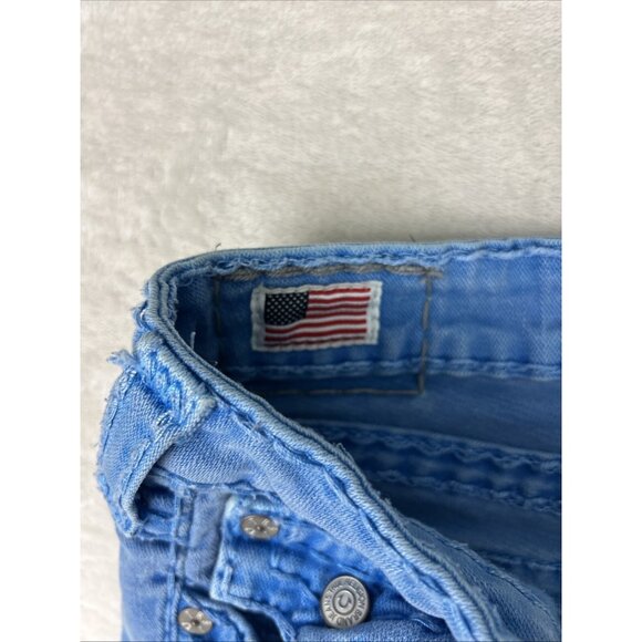 True Religion Jeans Womens Size 32 Blue Lily Super T Capri Made In USA *FLAW - Picture 4 of 13
